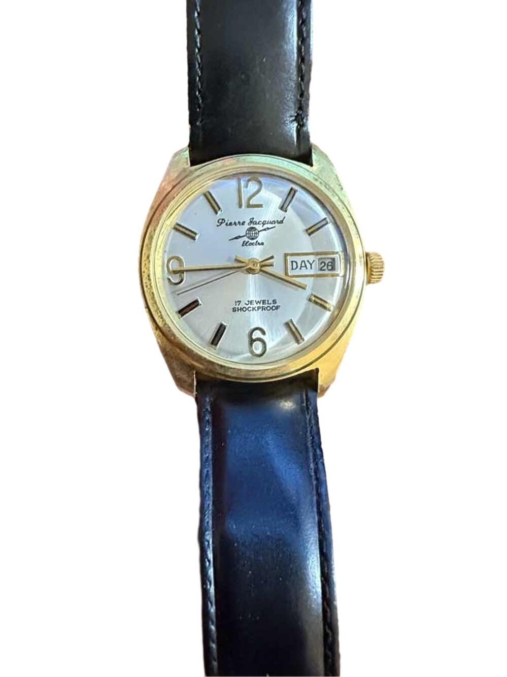 Pierre Jacquard Electra 17 Jewels Mechanical Wrist Watch Day Date Gold